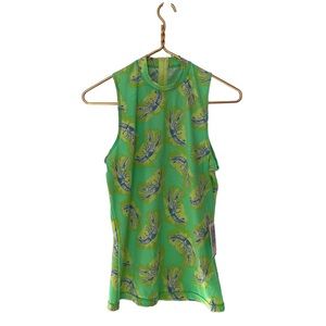 NWT J Crew Bright Green Colorful Rock Lobster Rash Guard Top Sz M